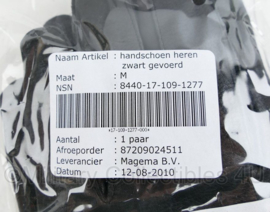 Nederlands leger en Korps Mariniers zwarte handschoen Heren zwart gevoerd - Thinsulate - nieuw in verpakking - maat  Large - origineel