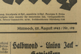 WO2 Duitse krant Tageszeitung nr. 198 25 augustus 1943 - 47 x 32 cm - origineel