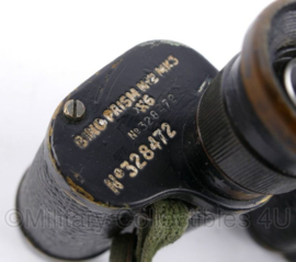 WO1 Britse 1913 No. 2 Prismatic MK3 Binocular verrekijker met lederen draagtas - 18 x 8,5 x 14 cm - origineel