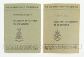 KL Landmacht Reglement boekjes - VS 27/3103 - Reglement betreffende de Krijgstucht - afmeting 10 x 14 cm - origineel
