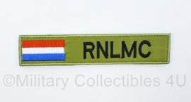 Naamlint RNLMC Royal Netherlands Marine Corps - met klittenband - zwart op groen - 13,2 x 3 cm - nieuw gemaakt