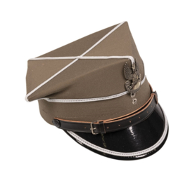 Poolse leger platte pet officier Tschapka met insigne - khaki met witte bies - maat 55 cm.- origineel