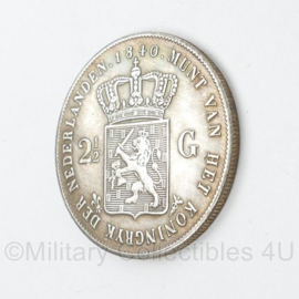 Nederlandse Twee en Halve Gulden munt Koning Willem der Nederlanden G.H.V.L. 1840 - replica