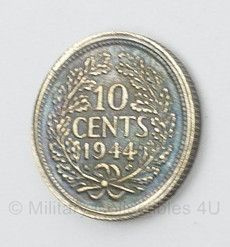 Nederlandse 10 cents Tien cent munt Wilhelmina Koningin der Nederlanden 1944 - replica