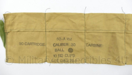 US Army M1 Carbine bandoleer khaki - 10 Round Clips  48 x 12 cm - origineel