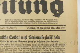 WO2 Duitse krant Frankische Tageszeitung nr. 225 23 september 1944 - 47 x 32 cm - origineel
