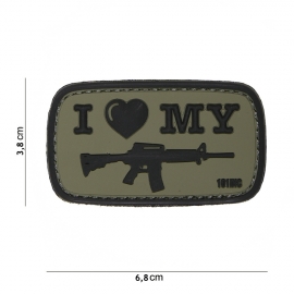 Embleem I Love My M4 GROEN  - Klittenband - 3D PVC - 6,8 x 3,8  cm.