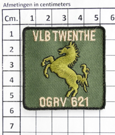 Klu luchtmacht VLB Twenthe OGRV 621 621 Object Grondverdedeging borstembleem 621 squadron  - met klittenband - 5 x 5 cm - origineel