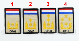 KL Nederlandse leger rangembleem met klittenband - met NLD vlag en NATO rang - generaals - 5 x 8 cm