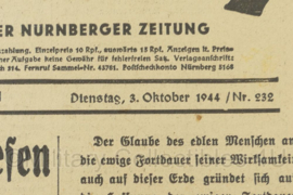 WO2 Duitse krant Frankische Tageszeitung nr. 232 3 oktober 1944 - 47 x 32 cm - origineel