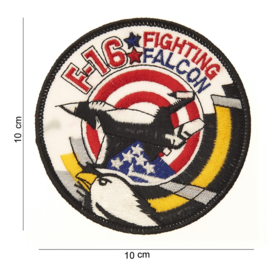Embleem stof F16 fighting Falcon USA -  10 cm. rond