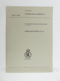 KL Nederlandse leger VTH 11-351 Voorlopige Technische handleiding Kabellegtoestel CE-11 - 21 x 15 cm - origineel