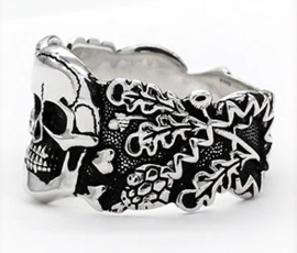 Doodskop ring breed model - 925 sterling zilver ! - size 8 of 9