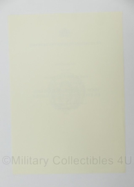 KL Nederlandse leger oorkonde voor de gouden medaille voor langdurige eerlijke en trouwe militaire dienst - 29,5 x 21 cm - origineel