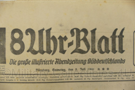 WO2 Duitse krant 8 Uhr Blatt 5 juli 1941 - 47 x 32 cm - origineel