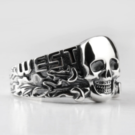 WestWall met doodskop ring - echt zilver - maat 8, 9