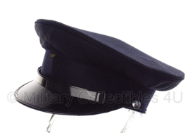 Politie platte pet - zonder insigne  -  Glad wol Donkerblauw, rode voering - maat 56 tm. 59 - origineel