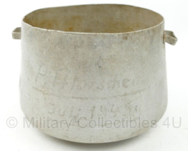 WO2 Duitse FLUV aluminium ketel krijsgevangenschap 1945 - gestempeld - 17 x 17 x 11,5 cm - origineel