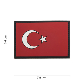 Uniform landsvlag Turkije embleem 3D PVC -  klittenband - 7,9 x 5,4  cm