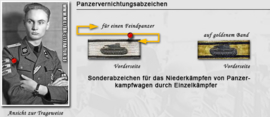 Panzervernichtungsabzeichen - ZILVER - 8 x 3 cm