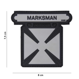 Embleem PVC 3D PVC  met klittenband - Weapon Qualification  "Marksman" Badge Zwart / Grijs - 8 x 7,5 cm.