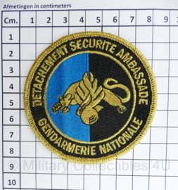 Franse Politie Gendarmerie Nationale Detachment Securite Ambassade embleem - diameter 8 cm - origineel