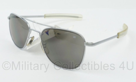 AO American Optical Eyewear Original Pilot Sunglasses silver in case - size 52 - nieuw - origineel