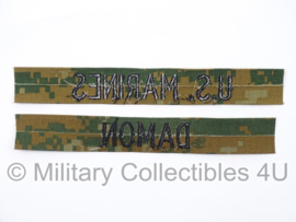 USMC US Marines 'DAMON' branch tape/naamlint SET - marpat woodland camo - nieuw gemaakt