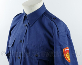 Nederlandse Brandweer Blauw overhemd met emblemen  - korte mouw - maat 39/40 - gedragen - origineel