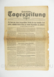 WO2 Duitse krant Frankische Tageszeitung nr. 1 3 januari 1944 - 47 x 32 cm - origineel