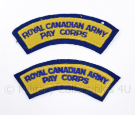 WO2 Canadees paar shoulder Titles Royal Canadian Army Pay Corps - 13 x 4 cm - origineel