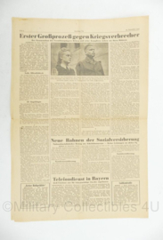 WO2 Duitse krant Bayerischer Tag 22 september 1945 - 47 x 32 cm - origineel
