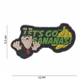 Embleem 3D PVC PVC - met klittenband -Let's go Banana's ! - geel - 10 x 5,3 cm