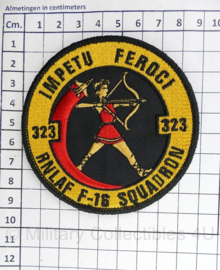 RNLAF Royal Netherlands Airforce Impetu Feroci 323 RNLAF F-16 Squadron embleem - met klittenband - diameter 9 cm