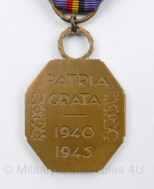 Belgische medaille Patria Grata 1940-1945 - 9,5 x 4 cm - origineel