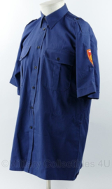 Nederlandse Brandweer Blauw overhemd met emblemen  - korte mouw - maat 39/40 - gedragen - origineel