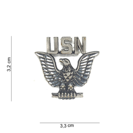 US Navy USN Women HAT insignia rank E1-E6 zilver metaal - 3,2 x 3,3 cm