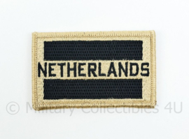 Netherlands embleem khaki met zwart - met klittenband - 8 x 5 cm