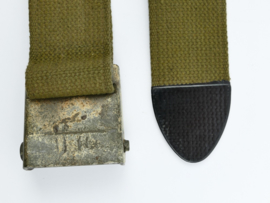 Zware US Army  groene webbing equipment strap  - maker Lite Industries INC - 177 x 5 cm - origineel