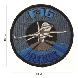 Embleem stof F16 RECCE -  10 cm. rond