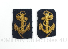 Koninklijke Marine Officiers kraaginsigne paar gespiegeld metaaldraad  - 4,5 x 3 cm - origineel