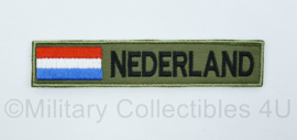 Naamlint Nederland met landsvlag - met klittenband - groen - 14 x 3 cm - nieuw gemaakt