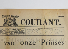 krant Haagsche courant van 9 september 1936 - de verloving van onze Prinses - origineel