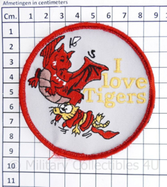 Royal Air Force Dragon and Tigers Patch I Love Tigers - met klittenband -  diameter 9 cm - origineel
