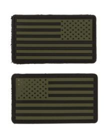 Uniform landsvlag USA 3d PVC GROEN OD  met klittenband - 2 stuks - 8,8 x 5 cm.