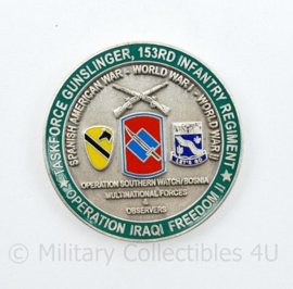 Zeldzame coin US Taskforce gunslinger 153rd Infantry Regiment Operation Iraqi Freedom II  - diameter 4 cm - origineel
