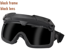 Tactical Airsoft Smoke Goggles voor MICH FAST helm en ook los te dragen - ZWART frame met smoke glas (zonder helm)