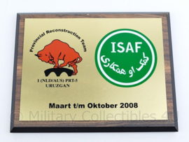 Wandbord Defensie ISAF Provincial Reconstruction team 2008- 17,5x22,5x1,5cm - origineel