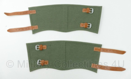 Gamaschen set voor schnurschuhe - feldgrau met bruin leder - replica wo2