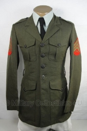 USMC US Marine Corps Gala Dress jacket groen met rode Sergeant rangen  MET BROEK - origineel